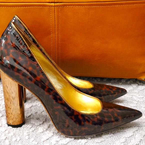 Mimco Shoes - Mimco Block Leopard and Gold Heels